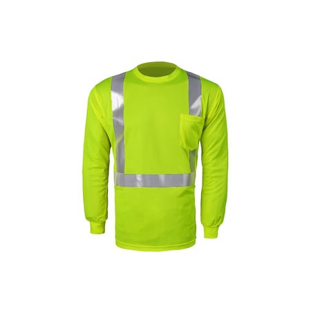 2W International Hi-Vis Long Sleeve T-Shirt, Birdseye, Lime, M TLB125C-2 M